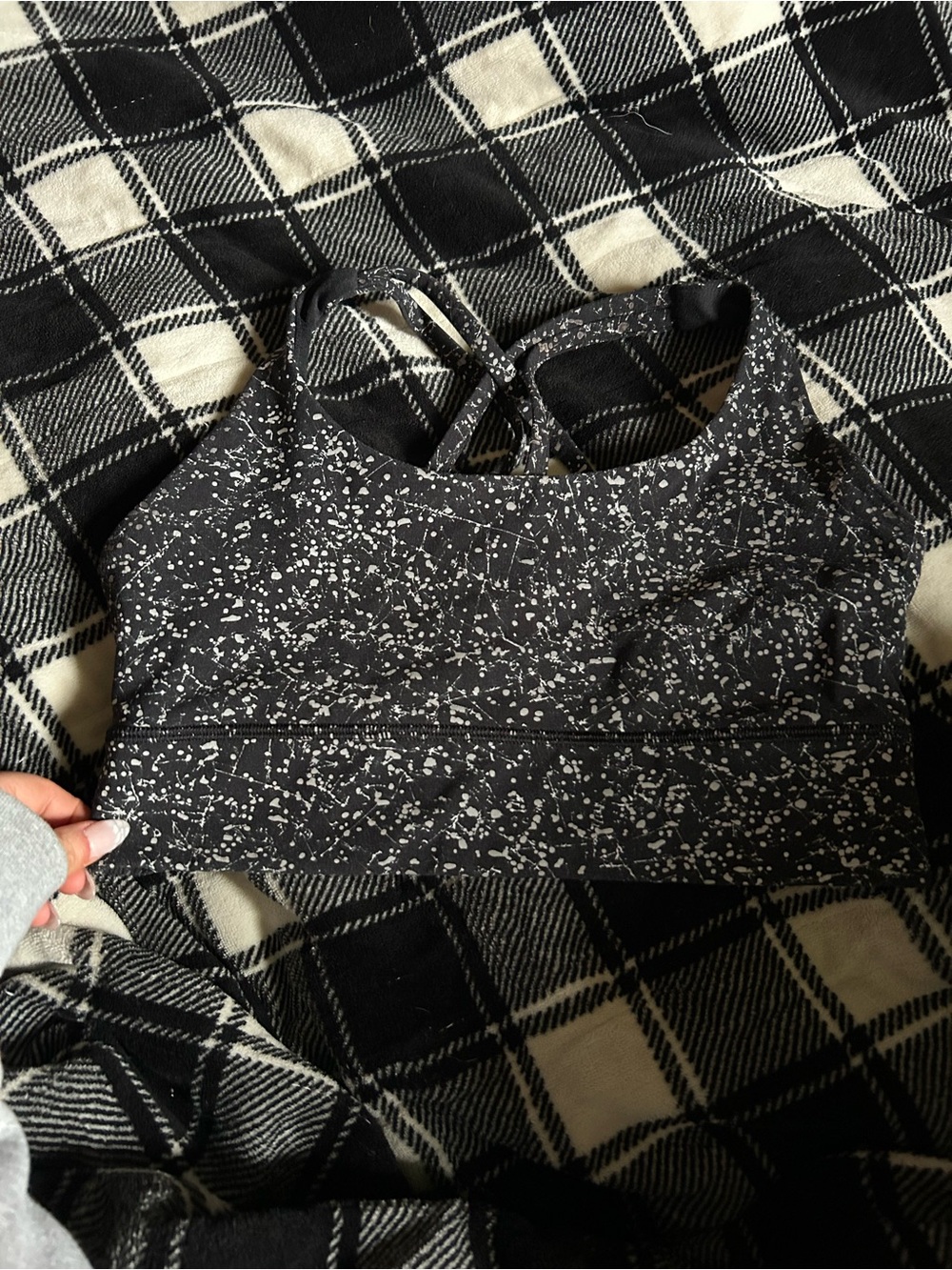 lululemon athletica Black with White Splatter Sports Bra